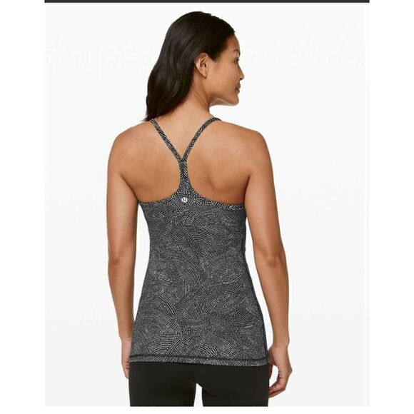 Lululemon power Y tank free spirit black white size 6 rip tag attached Luon - Picture 2 of 8